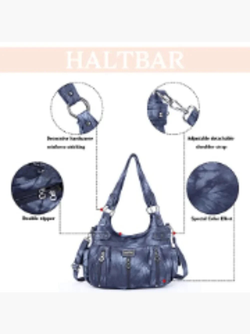 Washed Faux Leather Hobo Satchel Crossbody Handbag Tote Purse Women
